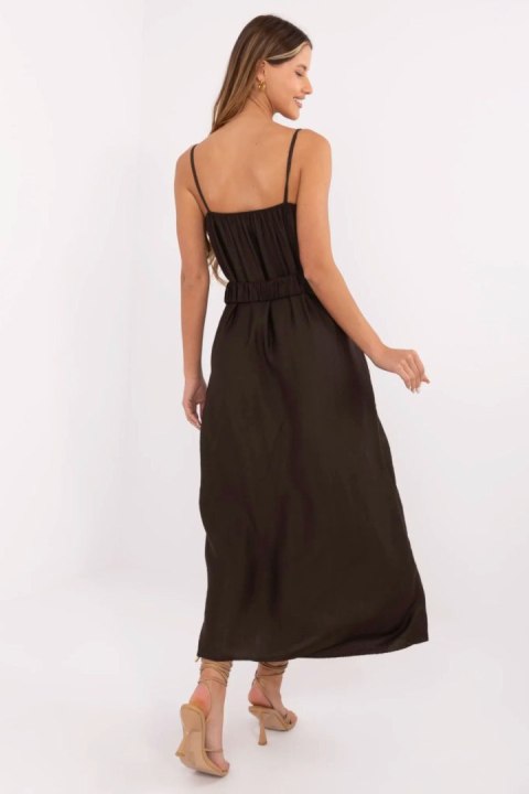 Sukienka damska maxi Model MI-SK-A6401.00 ciemna brązowa dark brown - Italy Moda Sukienka damska maxi Model MI-SK-A6401.00 ciemna brązowa dark brown - Italy Moda