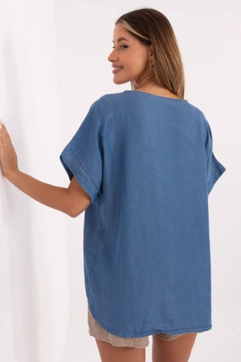Bluzka damska Model MO-BZ-242301.61 ciemny niebieski Dark Blue - Italy Moda Bluzka damska Model MO-BZ-242301.61 ciemny niebieski Dark Blue - Italy Moda