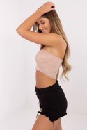 Koszulka damska krótka koronkowa Top Model D16048W02497A ciemny różowy Dark Pink - Sublevel