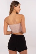 Koszulka damska krótka koronkowa Top Model D16048W02497A ciemny różowy Dark Pink - Sublevel