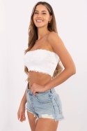 Koszulka damska krótka koronkowa Top Model D16048W02497A biała White - Sublevel
