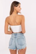 Koszulka damska krótka koronkowa Top Model D16048W02497A biała White - Sublevel