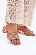 Klapki damskie Model Julinemi J1918 ciemny beżowy Dark Beige