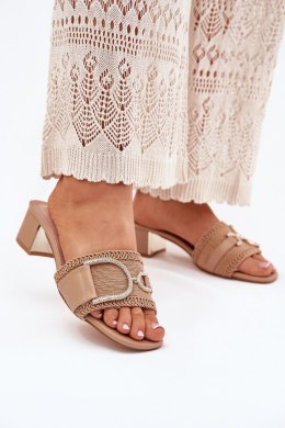 Klapki damskie Model Julinemi J1918 ciemny beżowy Dark Beige