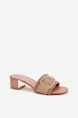 Klapki damskie Model Julinemi J1918 ciemny beżowy Dark Beige