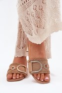 Klapki damskie Model Julinemi J1918 ciemny beżowy Dark Beige