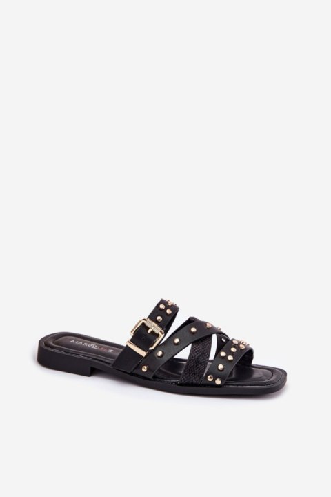 Klapki damskie Model Manitte 9706 czarny Black Klapki damskie Model Manitte 9706 czarny Black