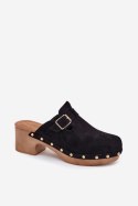 Klapki damskie drewniaki chodaki Model Veldexina C-394 czarny Black