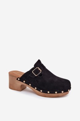 Klapki damskie drewniaki chodaki Model Veldexina C-394 czarny Black