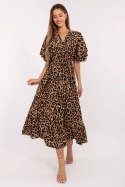 Sukienka damska Model DHJ-SK-17696.88 karmelowa panterka Camel - Italy Moda