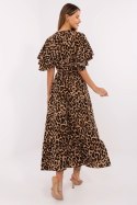 Sukienka damska Model DHJ-SK-17696.88 karmelowa panterka Camel - Italy Moda