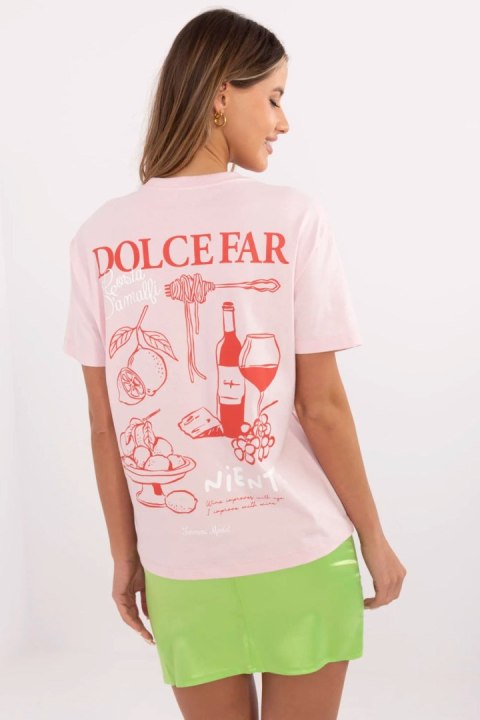 Bluzka T-shirt Damski Model D12022M02738A jasny różowy Light Pink - Sublevel Bluzka T-shirt Damski Model D12022M02738A jasny różowy Light Pink - Sublevel