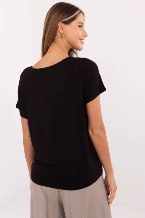 Bluzka T-shirt Damski Model D12100M02737A czarny Black - Sublevel Bluzka T-shirt Damski Model D12100M02737A czarny Black - Sublevel