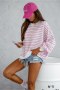 Bluza Damska oversize Model 295672096 Pink Paski - LaBalancia