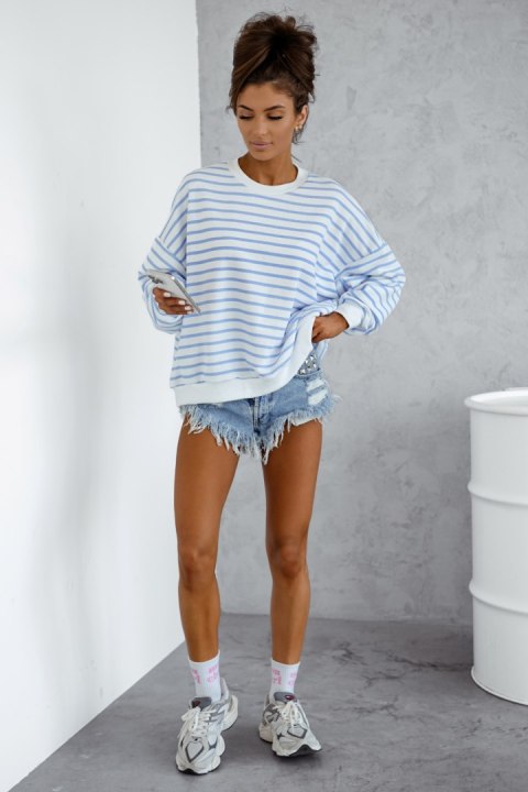 Bluza Damska oversize Model Strel 295668859 Blue Paski - LaBalancia Bluza Damska oversize Model Strel 295668859 Blue Paski - LaBalancia