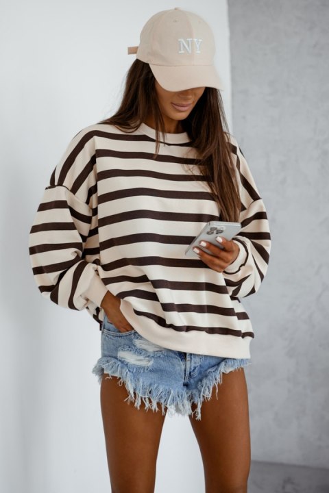 Bluza Damska oversize Model Strel 295673065 Brown Paski - LaBalancia Bluza Damska oversize Model Strel 295673065 Brown Paski - LaBalancia