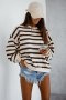 Bluza Damska oversize Model Strel 295673065 Brown Paski - LaBalancia