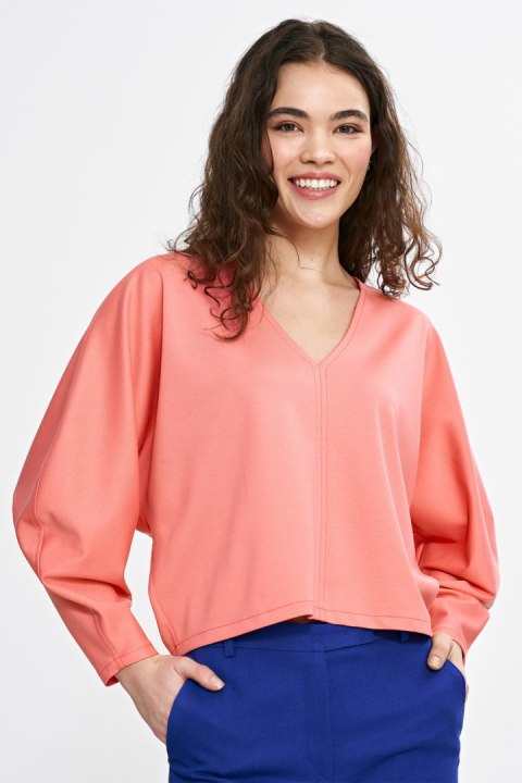 Bluzka oversize z balonowymi rękawami B192 Coral - Nife Bluzka oversize z balonowymi rękawami B192 Coral - Nife