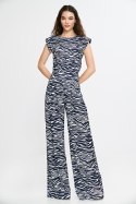 Kombinezon z nogawkami palazzo KM43 Wzór Zebra/Navy - Nife