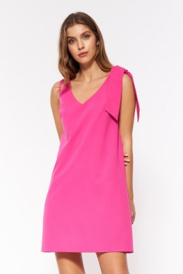 Różowa sukienka z szarfą S198 Pink - Nife Hurtownia odzieży on-line, moda damska, bielizna i obuwie dla kobiet - Matterhorn.pl