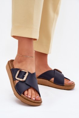 Klapki damskie skórzane Model Inblu ED0003IU Navy
