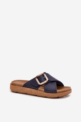 Klapki damskie skórzane Model Inblu ED0003IU Navy