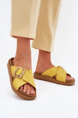 Klapki damskie skórzane Model Inblu ED0003IU Yellow