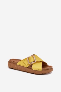 Klapki damskie skórzane Model Inblu ED0003IU Yellow