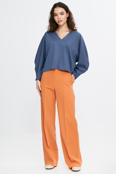 Bluzka oversize z balonowymi rękawami B192 Cobalt - Nife Bluzka oversize z balonowymi rękawami B192 Cobalt - Nife