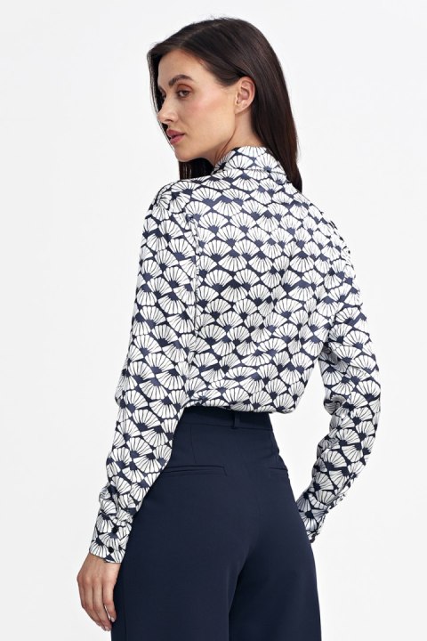 Satynowa koszula body K83 Navy/Wzór - Nife Satynowa koszula body K83 Navy/Wzór - Nife