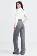 Spodnie damskie  bootcut z krytym guzikiem prążek SD103 Grey - Nife