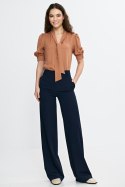 Spodnie damskie  bootcut z krytym guzikiem SD110 Navy - Nife