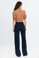 Spodnie damskie  bootcut z krytym guzikiem SD110 Navy - Nife