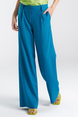 Spodnie damskie  lniane wide leg SD85 Blue - Nife