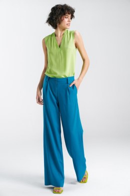Spodnie damskie  lniane wide leg SD85 Blue - Nife