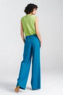 Spodnie damskie  lniane wide leg SD85 Blue - Nife