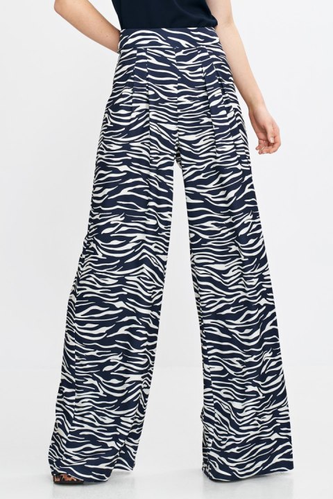 Spodnie damskie palazzo SD115 Wzór Zebra/Navy - Nife Spodnie damskie palazzo SD115 Wzór Zebra/Navy - Nife