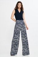 Spodnie damskie  palazzo SD115 Wzór Zebra/Navy - Nife