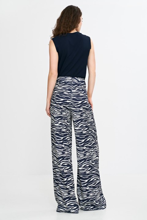 Spodnie damskie palazzo SD115 Wzór Zebra/Navy - Nife Spodnie damskie palazzo SD115 Wzór Zebra/Navy - Nife
