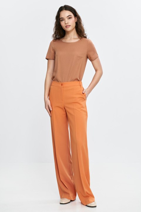 Spodnie damskie wide leg z gumą w pasie SD113 Orange - Nife Spodnie damskie wide leg z gumą w pasie SD113 Orange - Nife