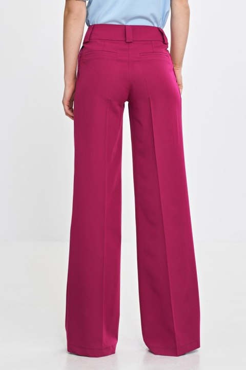 Spodnie damskie wide leg z kantem SD112 Fuksja - Nife Spodnie damskie wide leg z kantem SD112 Fuksja - Nife