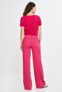 Spodnie damskie  wide leg z kantem SD112 Pink - Nife