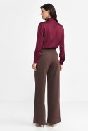 Spodnie damskie  z zakładkami wide leg SD102 Brown - Nife