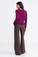 Spodnie damskie  z zakładkami wide leg SD102 Brown - Nife