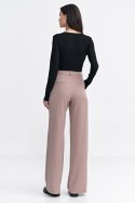 Spodnie damskie  z zakładkami wide leg SD104 Beige - Nife
