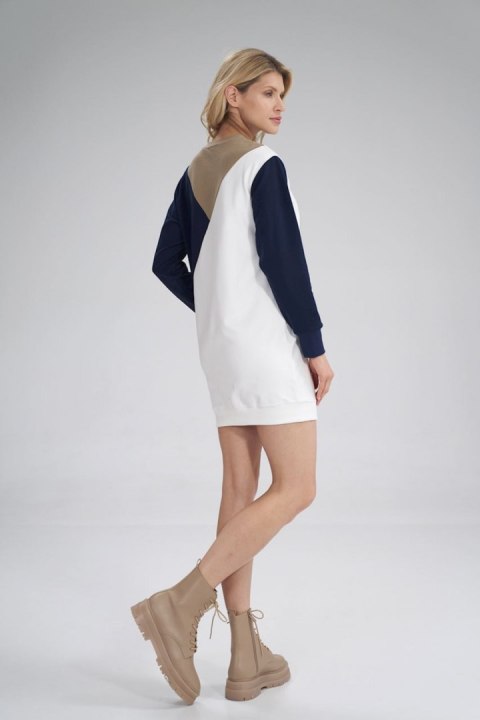 Sukienka Model M777 Beige/Navy/Ecru - Figl Sukienka Model M777 Beige/Navy/Ecru - Figl