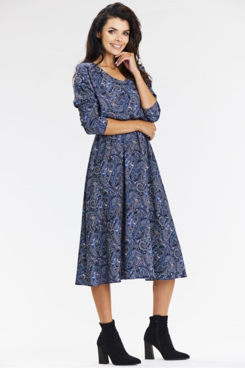 Sukienka Model A666 Navy Pattern - awama Sukienka Model A666 Navy Pattern - awama