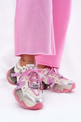 Buty Sportowe Snekaersy skórzane Model Goe RR2N4030 Pink