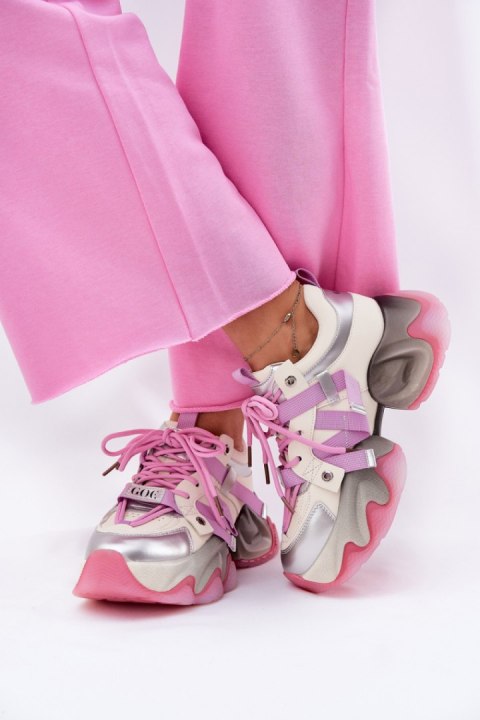 Buty Sportowe Snekaersy skórzane Model Goe RR2N4030 Pink Buty Sportowe Snekaersy skórzane Model Goe RR2N4030 Pink