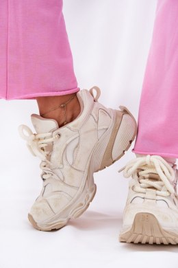 Buty Sportowe Snekaersy skórzane Model Goe RR2N4037 Beige
